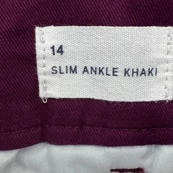 Gap NWT Slim Ankle Khaki Women's Size 14 (W34in x 26in.) Dark Raspberry - Picture 9 of 11